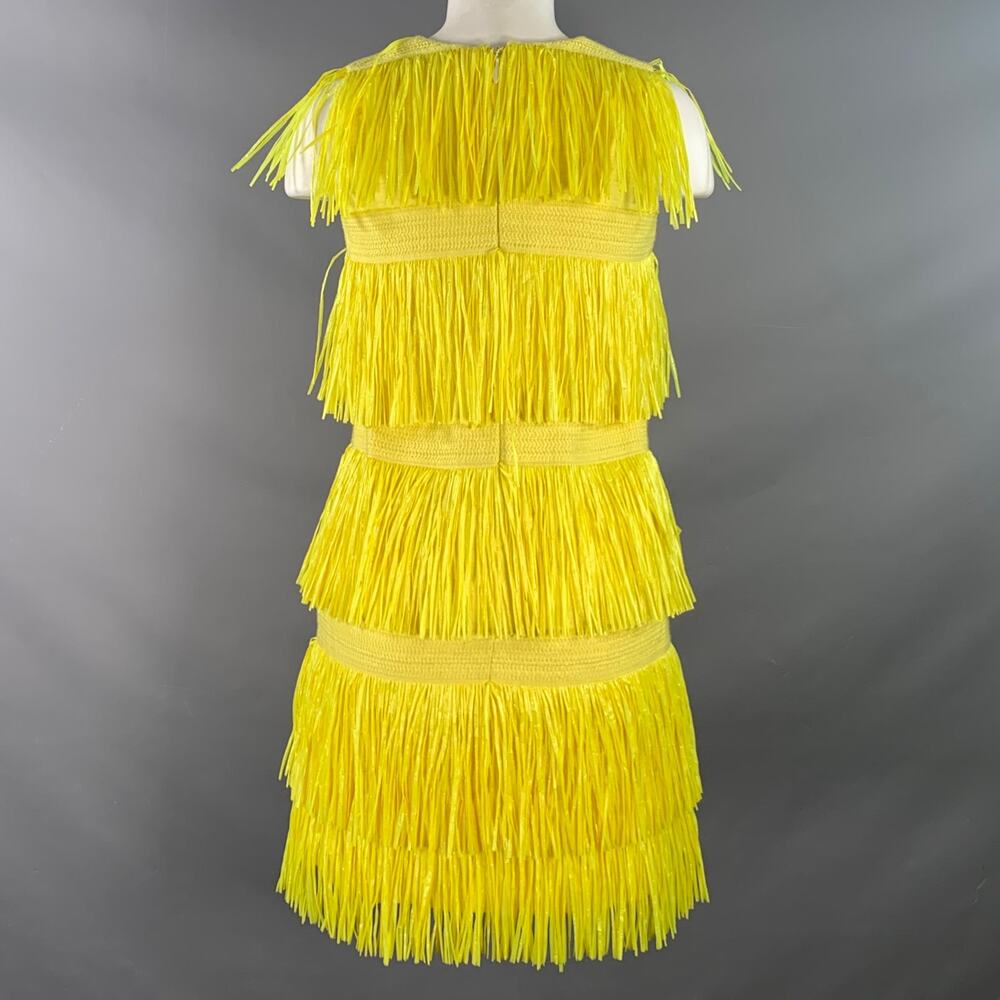 MSGM Size 4 Yellow Polyamide Blend Fringe Shift Dress - Picture 3 of 7